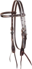 Martin Saddlery Rawhide Laced Chocolate Browband Headstall - Classic Elegance