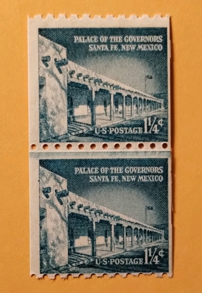 United States Palace of the Governors Santa Fe NM 1/4¢ Blue Stamp Pair (2)