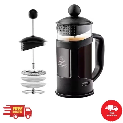 3-Cup Black French Press Cafetire Coffee and Tea Maker with Glass & Scoop