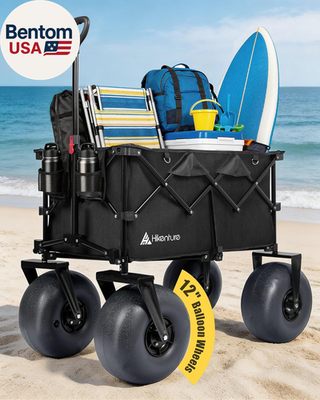 #ad Beach Wagon with 12quot; Balloon Wheels Upgraded PU Tires Collapsible Wagon 500Lbs $401.00