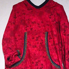 Women's XL Red/Black Floral Kuspuk Alaska Native Dress With Roses