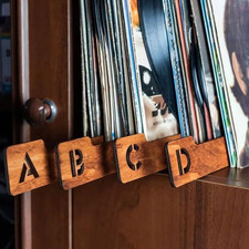 Vinyl Record Dividers - Alphabetical A-Z Wooden Record Holder Organizer Guides