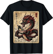 Vintage Japanese Dragon Eating Ramen Art Graphic Noodles T-Shirt