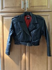Vintage ESPRIT Sport Black Leather Cropped Mo...