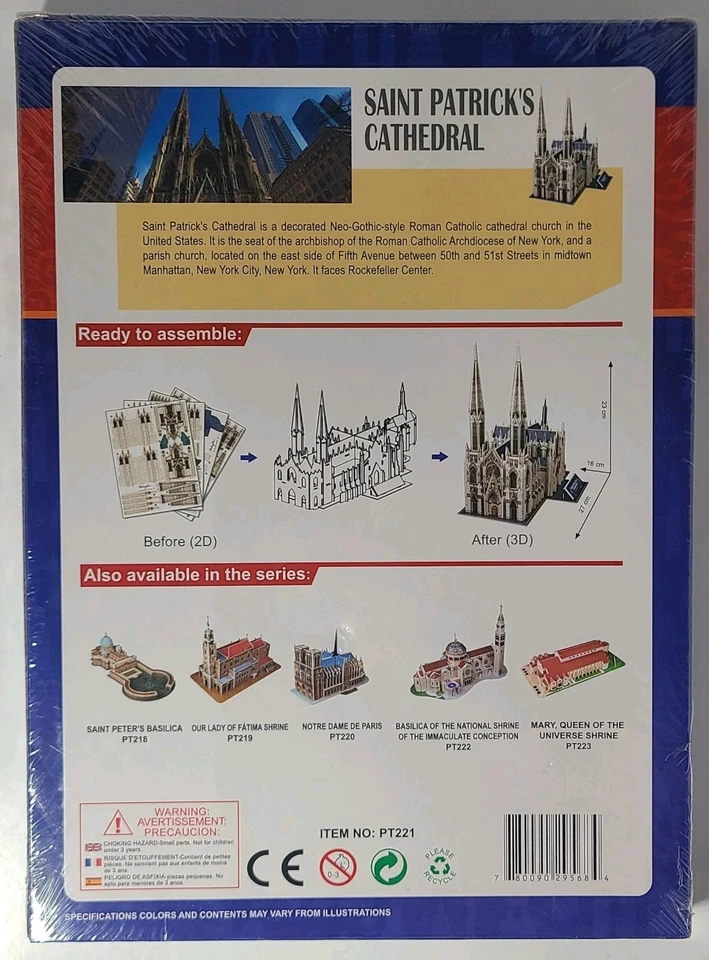 3D Puzzle Sculpture Saint Patrick's Cathedral Unopened 72 Pieces New York - Image 2 of 4