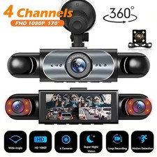 4 Channel Dash Cam 360  Car Video Recorder Black Box with Night Vision 24/7 Park