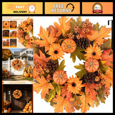24" Autumn Wreath for Front Door - Seasonal Decor with Metal Hanger, Fall Decor