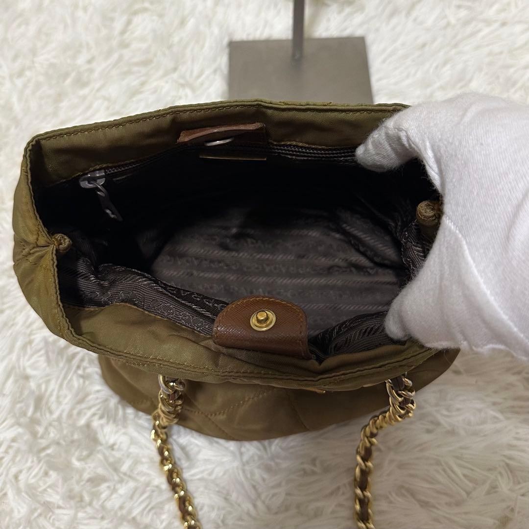 Rare PRADA Quilted Chain Triangle Logo Shoulder Bag Nylon thumbnail 11
