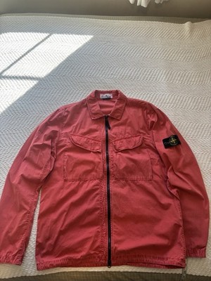 2023 Stone Island Red Dyed Cotton Overshirt Size Large Men s Jacket