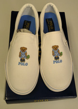 Polo Ralph Lauren Canvas White Cream Keaton Slip On Bear Sneaker Child 2
