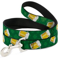 "Dog Leash St. Pat's Clovers/Beer Mugs Greens Narrow 0.5\" (Us Import)"