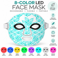 Rechargeable LED Face Mask 8 Color Light Therapy Flexible Portable Skin Care