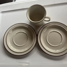 Elegance II Collection, Bavarian brown, stoneware, Cup And Two Saucers