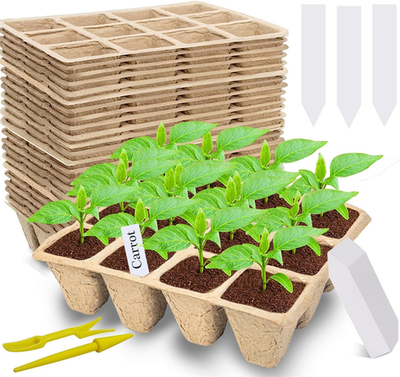 #ad 360 Cells Seed Starter Tray 30 Pack Biodegradable Peat Pots with 200 Labels Pl $25.89