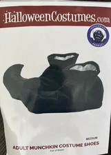 Elf Shoe Covers  Costume Accessorie Black Satin Adult Med