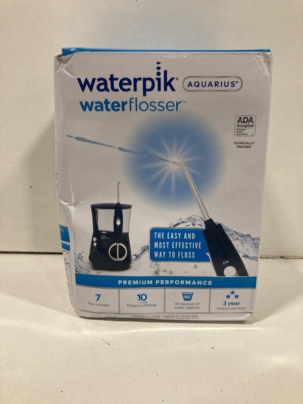 Waterpik Aquarius Water Flosser WP-663CD 7 Tips 10 Settings Blue Satin OB Used