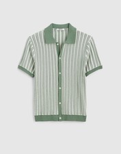 Madewell Tuck-Stitch Button-Up Sweater Polo in Frosted Cypress Size S 128 NZ228