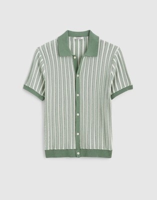 Madewell Tuck-Stitch Button-Up Sweater Polo in Frosted Cypress Size S $128 NZ228