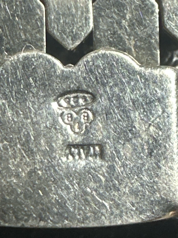 Taxco Mexico Sterling Silver 925 Panther Link Bracelet 7.5 Inches Long Box Clasp - Image 2 of 4