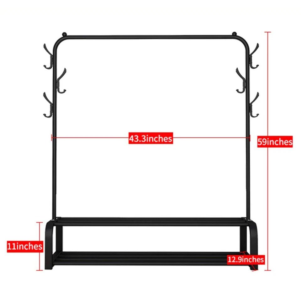 Garment Rack Single Rail Hanging Heavy Duty Clothes Storage Shelf Shoe Organizer - Image 4 of 4