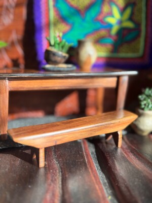 Tropical Hardwood Contemporary Bench Dollhouse Artisan Miniature Exotic