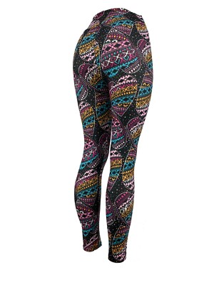 Southwest Tribal Aztec Valentine Heart Leggings Super Soft Black Background! 
