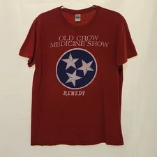 Old Crow Medicine Show 2014 Remedy Tour Red Graphic Band T Shirt Men's Medium 