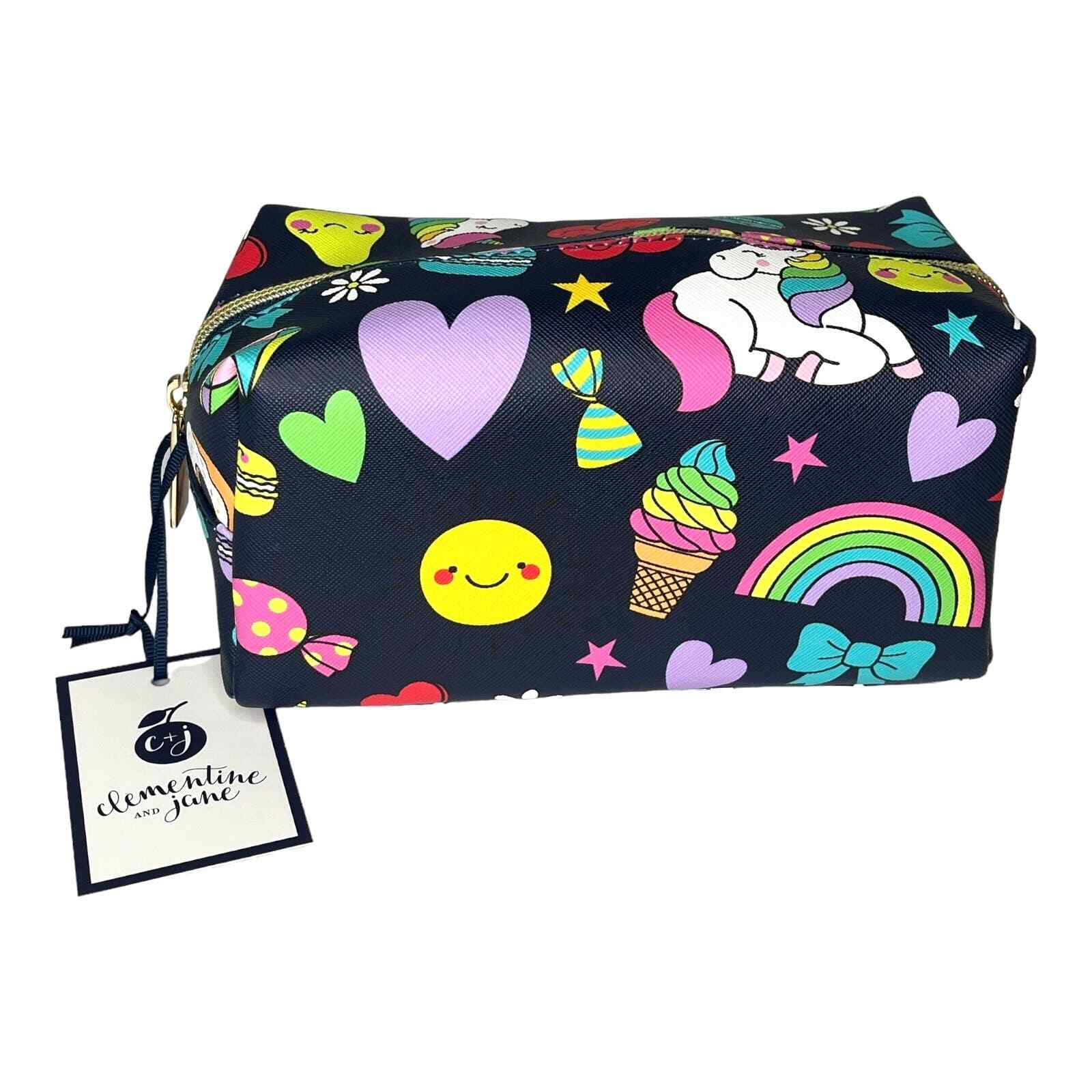 NEW Clementine & Jane Makeup COSMETIC TRAVEL BAG Zip Unicorn Rainbow Smiley Face eBay