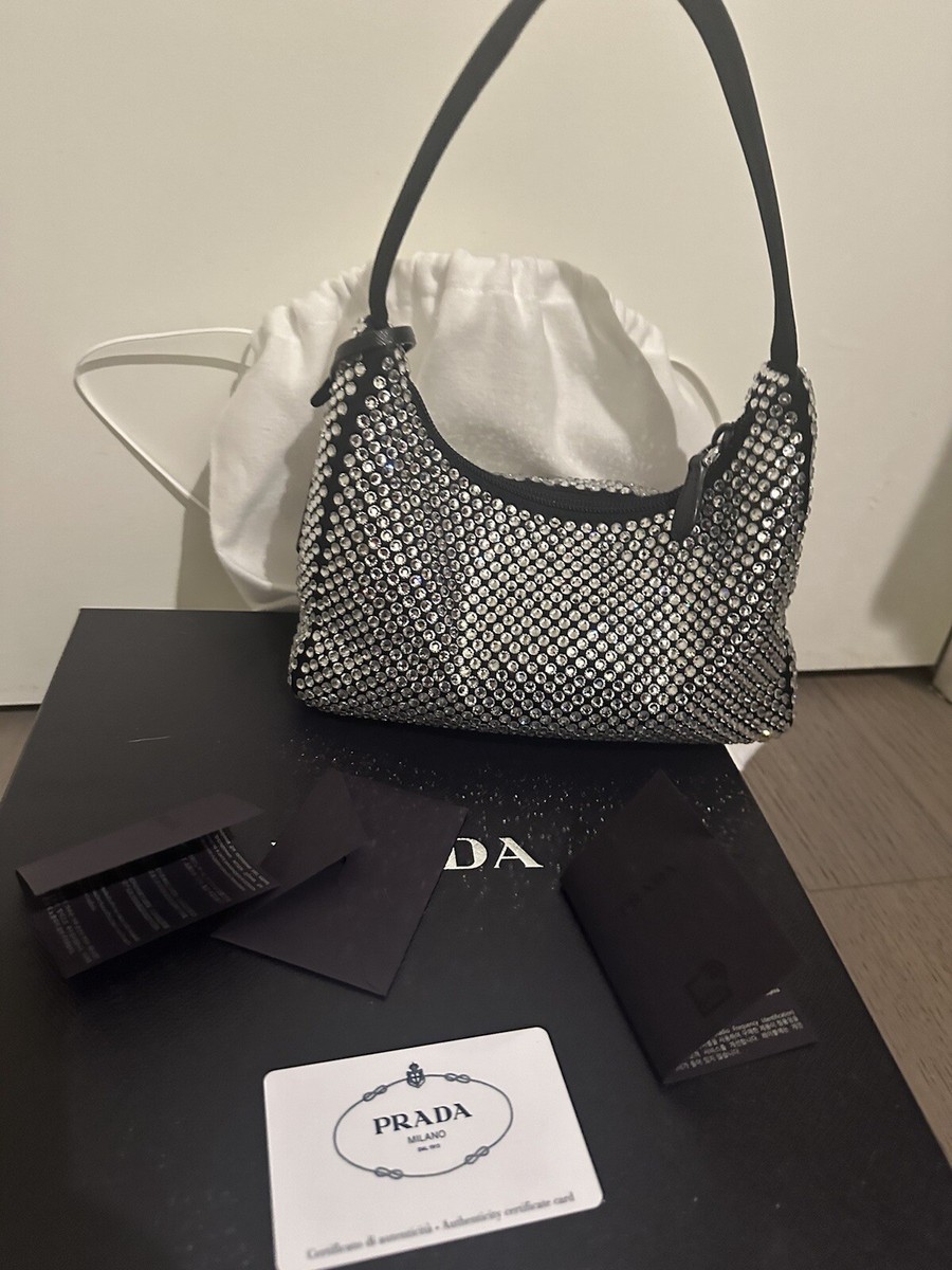 Prada Re-Edition 2000 Hobo Crystal Embellished Satin Mini Prada Re-Edition 2000 Hobo Crystal Embellished Satin Mini