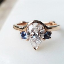 2Ct Pear Cut Simulated Diamond Three-Stone Engagement Ring 925 Sterling Silver