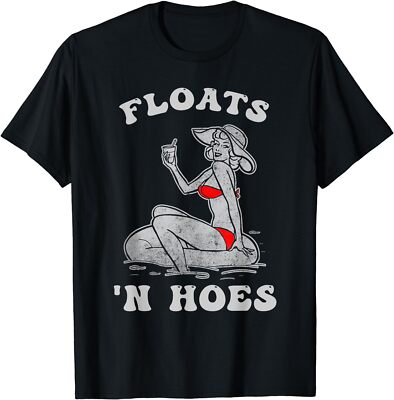 NEW LIMITED Floats N Hoes Funny Float Trip Tubing River Red Bikini T-Shirt