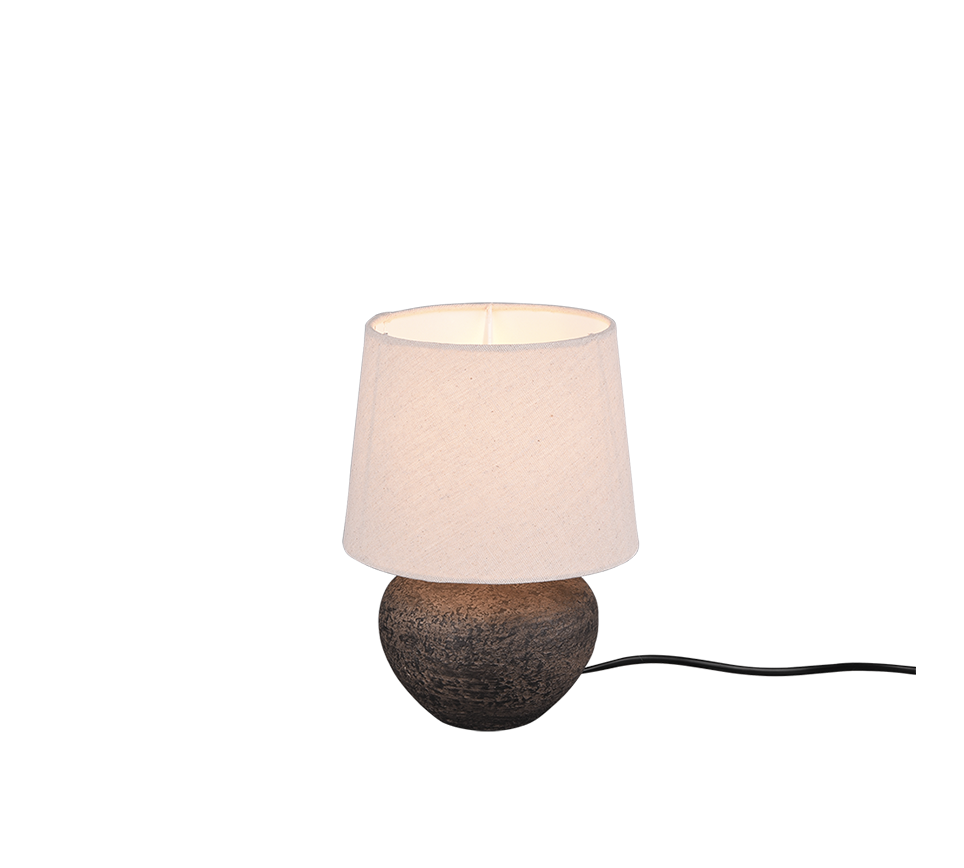 Lampada Tavolo Abat Jour Comodino Ceramica Marrone Anticata Lou GD Trio