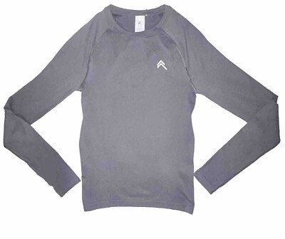 NWT ONER ACTIVE SMALL GO TO SEAMLESS LONG SLEEVE TEE ASH GRAY STRETCH Y 