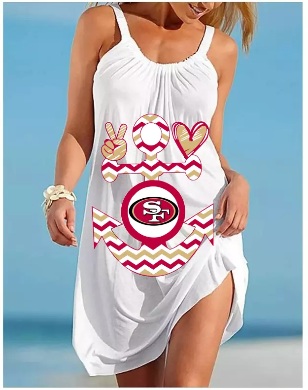 San Francisco 49ers Women Slip Dress Sleeveless Loose Beach Sundress