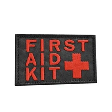 first aid kit IFAK red/black embroidered trauma MED medic paramedic hook patch