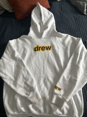 Drew house Justin Bieber White  Drew  Men s Large Pullover Hoodie AUTHENTIC