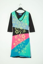 Kool Knitwear Long Sleeve Floral Black Knit Wool Dress Size S