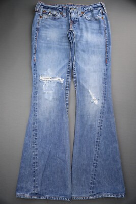 Women's True Religion Jeans Joey Flare Twisted Seam Distressed Sz