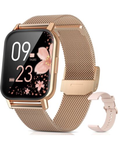 Reloj Inteligente de Mujer Correa Acero Inox Android y iOS Bluetooth Ip68 NEW.