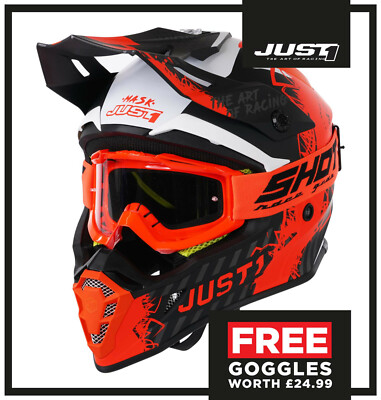 NEU JUST1 J38 ERWACHSENE MOTOCROSS MX ENDURO OFFROAD HELM KTM ORANGE SCHWARZ MATT
