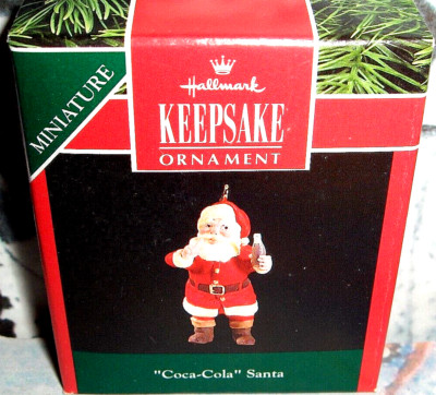 Coca-Cola Santa`1991`Mini-Santa Drinks A Bottle Of Coca Cola,Hallmark Ornament-