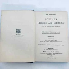 Antique Goethe Hermann and Dorothea Book Cambridge University Press 1884