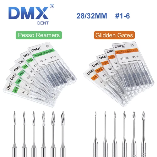 Dental Endo Pesso Reamers/Gates Glidden Drills Spiral Burs Root Canal Files #1-6