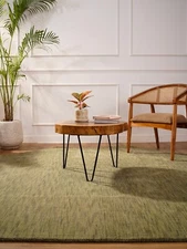 Eco-Friendly Hand Knotted Loom Wool Area Rug Solid Green BBH Home BBL00111L0013