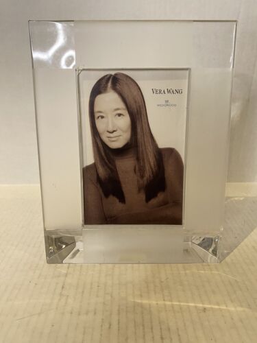 Vera Wang Wedgwood Illusion CRYSTAL Glass Photo Picture Frame Germany Satin - Picture 1 of 13