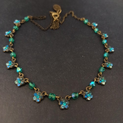 Michal Negrin Necklace Shades Of Blue Dainty Crystals Cocktail Delicate Vintage - Picture 3 of 19