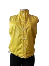 N.R.I Yellow Sleeveless Button Down Vest Jacket W Adjustable Hem Sz 6