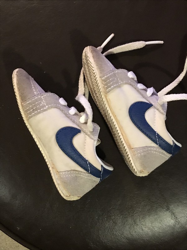 Vintage Nike Shoes Sneakers Kid Toddler Size 4 80's Blue White Korea Forest Gump