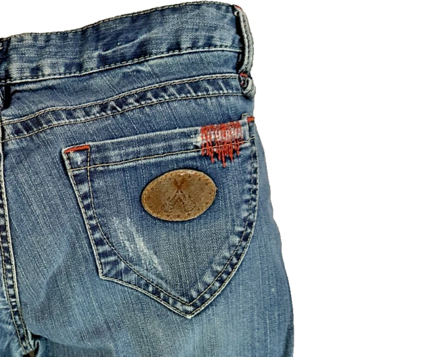 Pantalones de mezclilla BCBGirls Mick azul para mujer talla 28 algodón elástico acampanado corte bota Foto 4 de 4