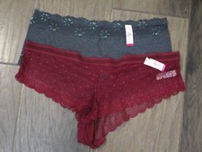 ASHLEY STEWART 2-PACK RED LACE CHEEKY BIKINI/GRAY CHEEKY PANTIES SIZE 3X